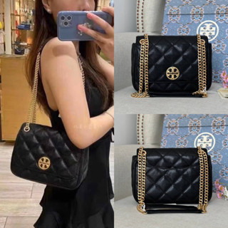 🎀 (สด-ผ่อน) กระเป๋าสีดำ 9 นิ้ว Tory burch 82368 Willa Small Shoulder Bag / TOASTED PECAN 87863