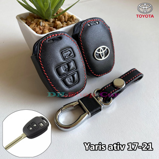 TOYOTA รุ่น Yaris Ativ ซองหนังแท้ใส่กุญแจรีโมทรถยนต์ (ยารีส-กุญแจเสียบ 3 ปุ่มกด)