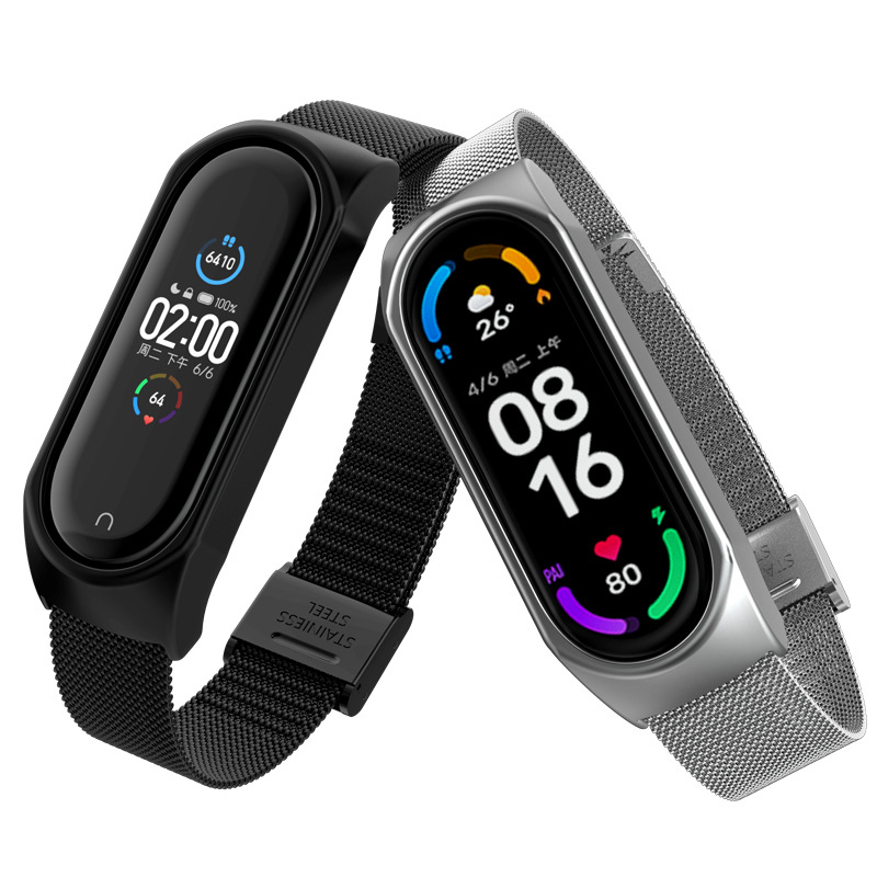 Xiaomi Mi Band 3/4  Mi Band 7 สายโลหะสแตนเลส Xiaomi Mi Band 8/9 สายหัวเข็มขัดสแตนเลส