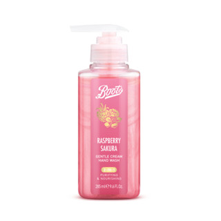 Boots Raspberry Sakura Gentle Cream Hand Wash 285 ml บู๊ทส์ ราสป์เบอร์รี่ ซากุระ เจนเทิล ครีม แฮนด์ วอช 285 มล.