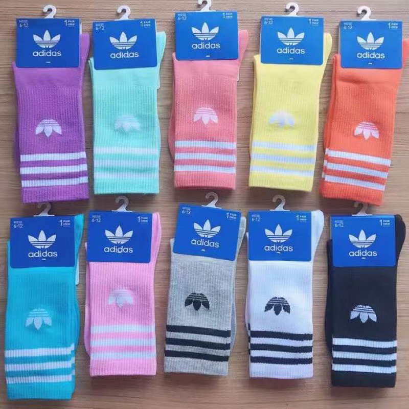 ถุงเท้ากีฬาADIDAS ถุงเท้าข้อยาว ออกกำลังกาย ผู้ชายผู้หญิงใส่ได้ ผ้าฝ้ายผ้าดีใส่สบาย มี6สีให้เลือก