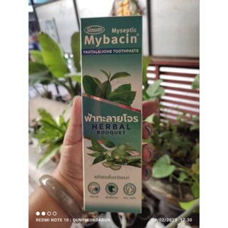 New lot มายบาซิน ยาสีฟัน สูตรฟ้าทะลายโจร 100 กรัม MyBacin Herbal Bouquet Toothpaste 100g Exp:19/12/25