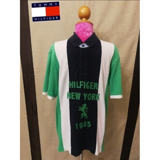 TOMMY HILFIGER Brand_2nd hand เสื้อโปโลแขนสั้นผ้าฝ้าย​ 💯​%/ Size L/ Made​ in​ China​🇨🇳​/ แท้มือสองกระสอบนำเข้า​