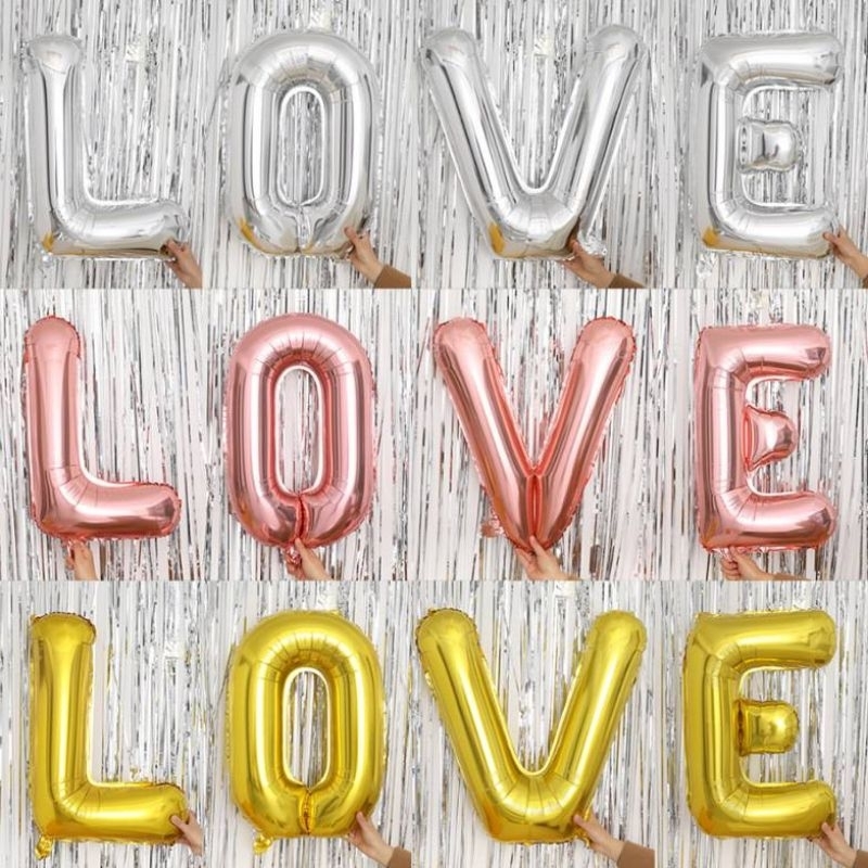 (ร้านไทย) ลูกโป่งฟอยล์อักษร บอกรัก วาเลนไทน์ แต่งงาน LOVE ขนาด 32นิ้ว ใช้ตกแต่งวันสำคัญต่างๆ