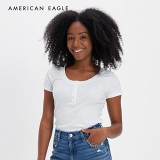 American Eagle Henley T-Shirt เสื้อยืด ผู้หญิง เฮนลี่  (NWTS 037-8613-100)