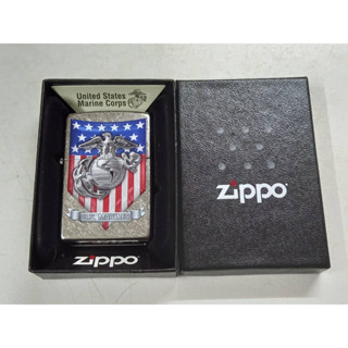 ZIPPO 49317 UNITED STATES MARINE CORPS  STATES CHROME COLOR IMAGE   สีเงินผิวโครเมี่ยมลายแบบสกรีน  ของใหม่ไม่ผ่านการใช้