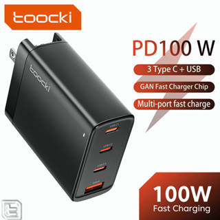 Toocki PD100W Type C เครื่องชาร์จเร็ว GAN การชาร์จอย่างรวดเร็วหลายพอร์ต อแดปเตอร์ ที่ชาร์จโทรศัพท์ USB QC3.0 สำหรับ แล็ปท็อป แท็บเล็ต