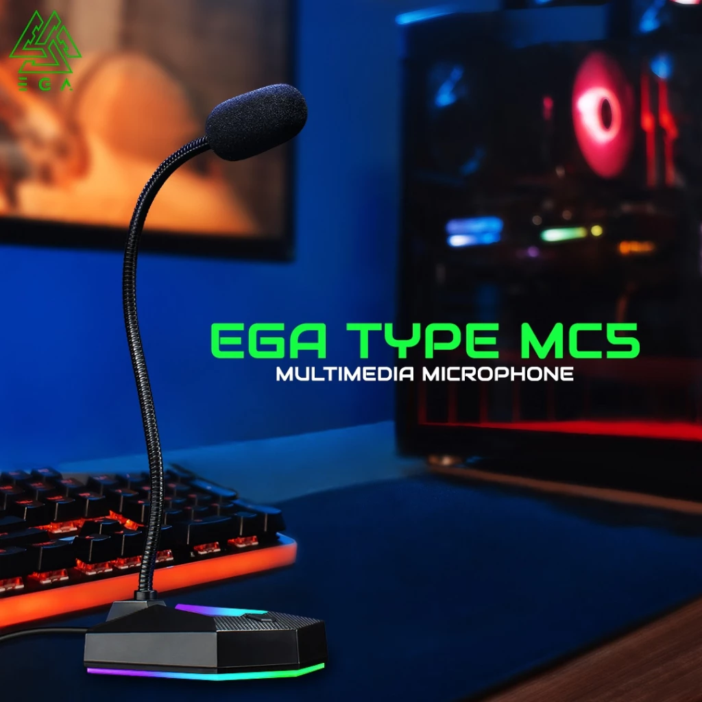 EGA TYPE MC5 ไมโครโฟน Gaming Microphone ไมโครโฟนตั้งโต๊ะ ขนาดเล็กพาพาง่าย เสียงดี เสียงชัด ของแท้รับประกันสินค้า 1 ปี