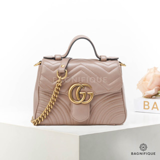 GUCCI MARMONT TOP HANDDEL MINI BEIGE CALF GHW