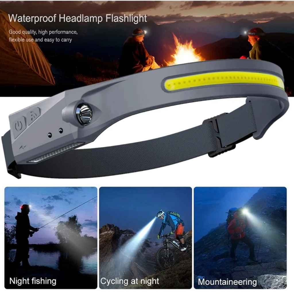 COB ไฟฉายคาดหัว LED แบบชาร์จได้,ไฟฉายคาดหัว สำหรับทำงานกลางแจ้งโคมไฟ L52 - รูปที่ 5