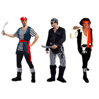 ชุดโจรสลัด สำหรับผู้ชาย โจรสลัด ชุดแฟนซี พร็อพโจรสลัด พร็อพแฟนซี Pirate Fancy Party Dress Costume for Man Prop