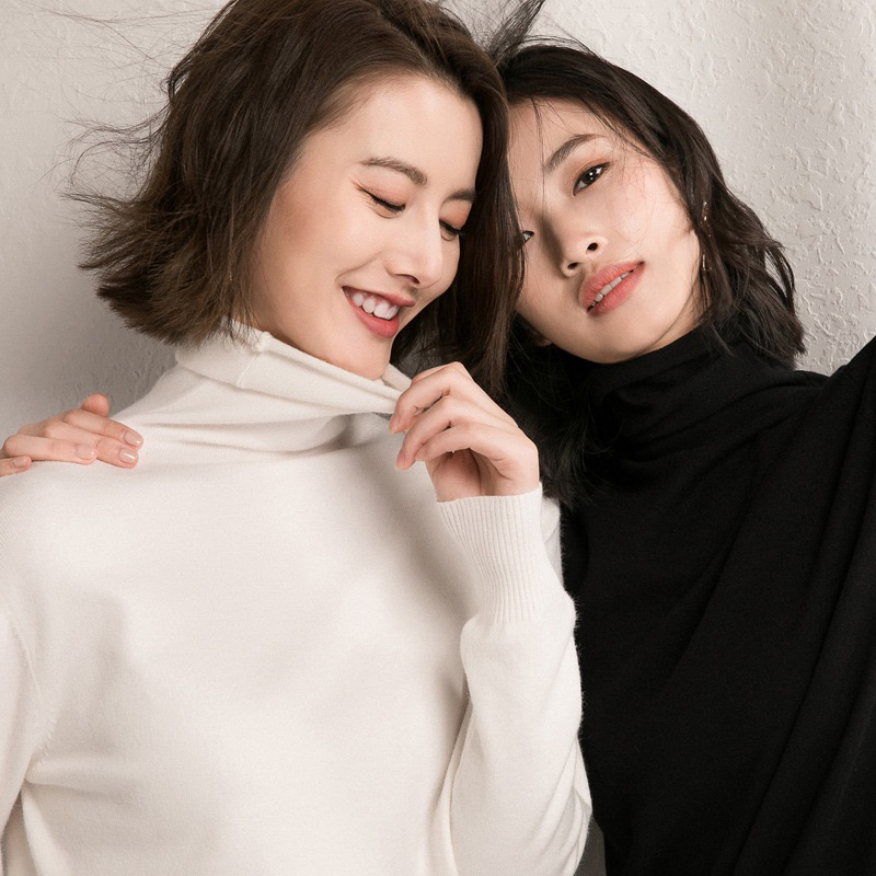 CHERISH พร้อมส่ง เสื้อสเวตเตอร์ไหมพรม เสื้อกันหนาวผ้าฝ้าย คอเต่า แขนยาว ผ้านุ่ม ใส่สบาย กันหนาว