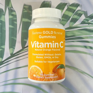 Vitamin C Gummies รสส้มธรรมชาติ 90 กัมมี่ แท้จากเมกา (California Gold Nutrition) อร่อย น้ำตาลน้อย Low Calories