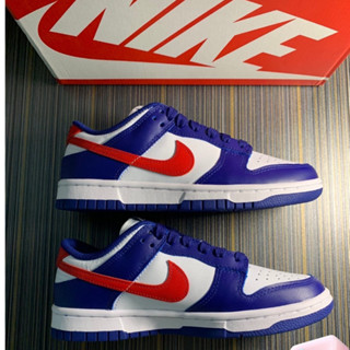 （ของแท้ 100 %）Nike Dunk Low "White and University Red" เรโทรน้ำหนักเบา