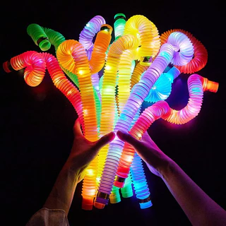 ของเล่น Pop Tube ท่อยืดหด คลายเครียด มีไฟ สําหรับเด็ก fidget pop it ท่อ ของเล่นเสริมพัฒนาการ ท่อป๊อป หลอดป๊อป
