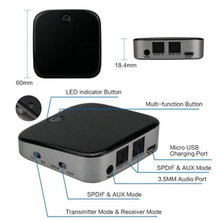 SK-BTI-029 2 in 1 Wireless Bluetooth 4.1 Audio Transmitter Receiver Digital Optical Toslink SPDIF Adapter With APTX