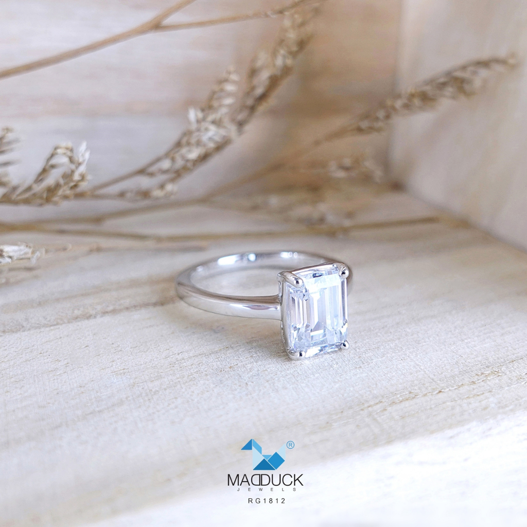 Madduckjewels แหวนเงินแท้ เพชร CZ ชุบโรเดียม RG1812
