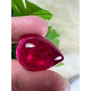 Lab Ruby pear Cabochan 17x24mm- 33cts