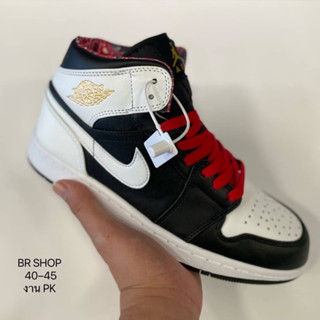 Nike Air Jordan 1 Mid (size40-45) Black White Tied-Red