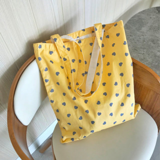 Tote Bag กระเป๋าผ้าใบใหญ่ ♡ผ้าcotton twill 100% มีช่องใส่ของด้านใน