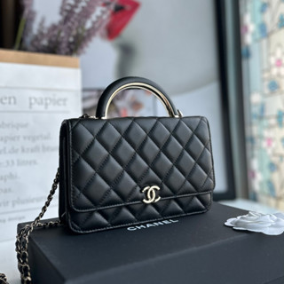 กระเป๋าสะพายข้าง CHANEL WALLET ONCHAIN LAMB SKIN WITH HANDLE  งานvipเทียบแท้