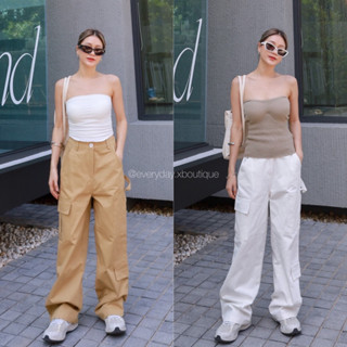 🇰🇷NEW ARRIVAL🇰🇷 พร้อมส่ง!! กางเกง y2k cargo pants style🔥(430฿ฟรีส่ง) ผ้าคอตตอน เอวสูง ทรงสวย มีสม๊อคยางยืดด้านหลัง glam