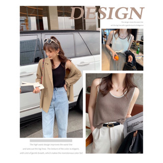 🧚‍♀️✨JNSHOPTH ✨🧚‍♀️เสื้อแขนกุดสีพื้นตัดขิบใส่สบายสวยสุดๆJN47176