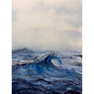 คลื่นทะเล ☁️🌊 Watercolor painting ภาพวาดสีน้ำ