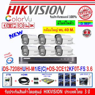 Hikvision 3K รุ่น DS-2CE12KF0T-FS 3.6mm(6)+DVR IDS-7208HUHI-M1/E(C) หรือ iDS-7216HUHI-M2/S(E)(1)+2H2JSB/9015-1