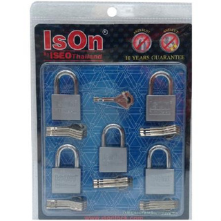 ISON by ISEO MASTER KEY ชุดกุญแจ 40มม.มาสเตอร์คีย์ 5ชุด  บอดี้เหล็กชุบและเหล็กคาร์บอน