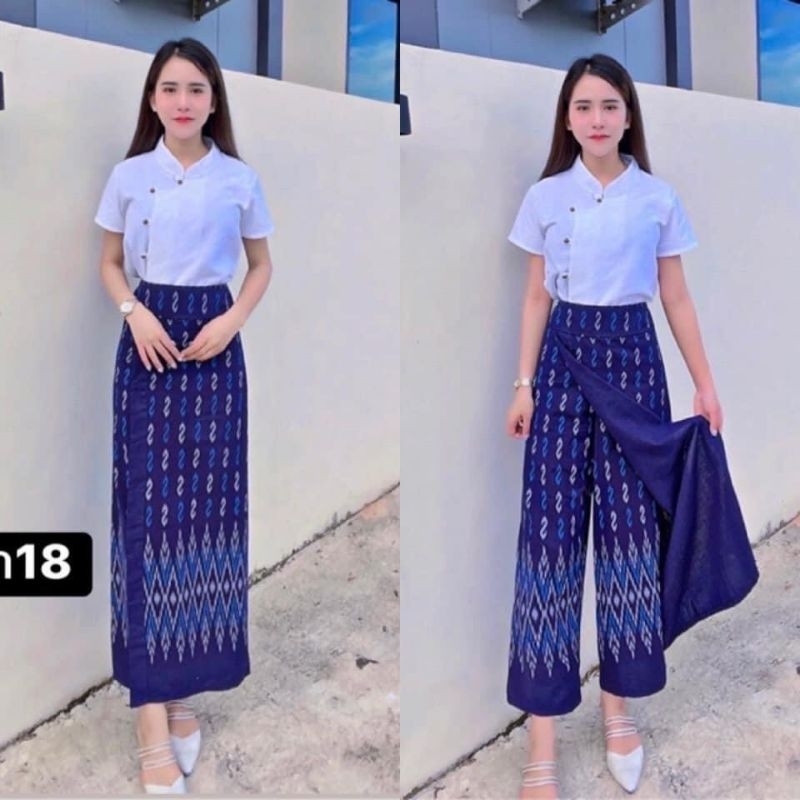 สีขายดี สำหรับสั่งไซส์กลาง  กระเปงกระโปรงกางเกงผ้าไทย ผ้าถุงสำเร็จ  ชุดทำบุญ ผ้าถุงลายไทย รูปที่ 6