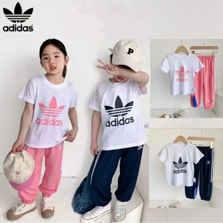 พร้อมส่ง!Adidasเซ็ต 2 ชิ้น สำหรับเด็กชาย เด็กหญิง และเด็ก น่ารักสุดๆ นุ่ม ใส่สบาย ระบายอากาศได้ดี