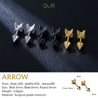 Our XX Arrow ต่างหูเจาะ วัสดุไทเทเนียมเกรดเครื่องมือแพทย์