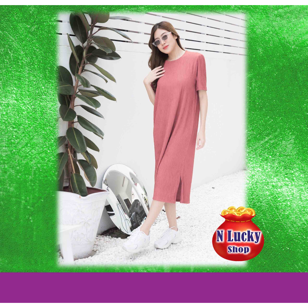 เดรสยาว ชุดคลุมท้อง เดรส เดรสยาว สาวอวบแขนสั้น ผ้ายืด สาวอวบใส่สวยจ้า ก่อนยืด40นิ้ว ยืดได้ถึง48นิ้ว ยาว42นิ้ว