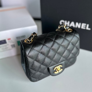 CHANEL CLASSIC FLAP BAG CAVEAR LEATHER size 17CM งานดีสุดหนังอิตาลี 🔥หนังเงานิ่มละเอียดที่สุด เทียบเเท้มาก  * ปีใหม่ mic