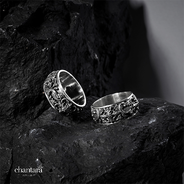 CHANTARA - แหวนโรมันลายวินเทจ แหวนเงิน "Roman Art Deco Ring" แหวนแฟชั่น ฟรีผ้าเช็ด (พร้อมส่ง)