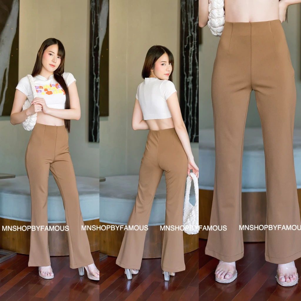 🍒ขาม้ารุ่นHR🍒กางเกงผ้าโรเซฟ-ขาม้า-เอวสูงซิปข้างไซส์S-2XL thumbnail 8