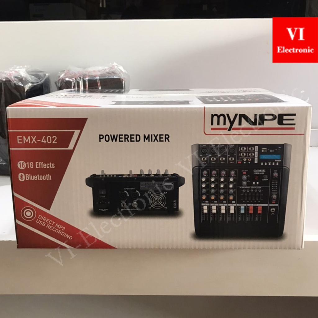 MYNPE EMX-402 powermixer 250Wx2มิกซ์เซอร์อนาล็อก พร้อมเอฟเฟคแท้ 16 DSP มีช่องเชื่อมต่อ USB สำหรับเล่นไฟล์ Wav และ MP3 อี