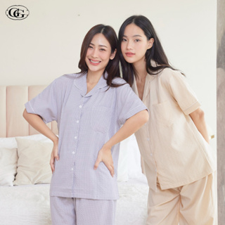 G&amp;G Nightwear รุ่น EN2PA9 ชุดนอน แขนสั้น + ขายาว สี CR