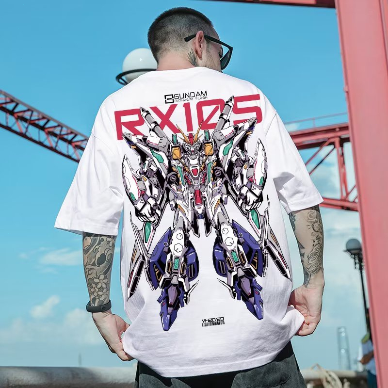 อนิเมะ- Gundam RX105 Cauchy เสื้อยืดการ์ตูน Gundam Mecha Graphic Tee Unisex