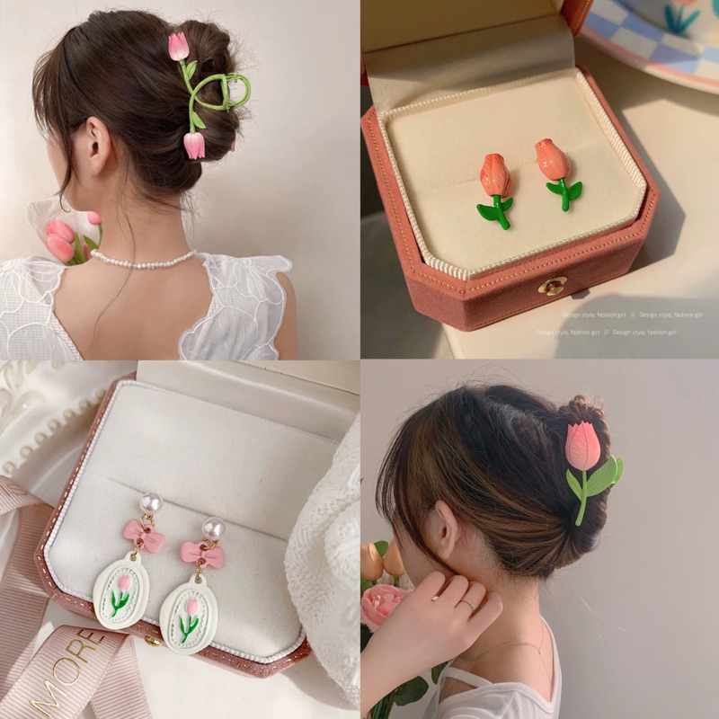 พร้อมส่งที่ไทย งับทิวลิป กิ๊บทิวลิป ใหม่ รูปดอกทิวลิป ฉลาม ขนาดใหญ่ สไตล์เกาหลี เครื่องประดับแฟชั่น สําหรับเด็กผู้หญิง