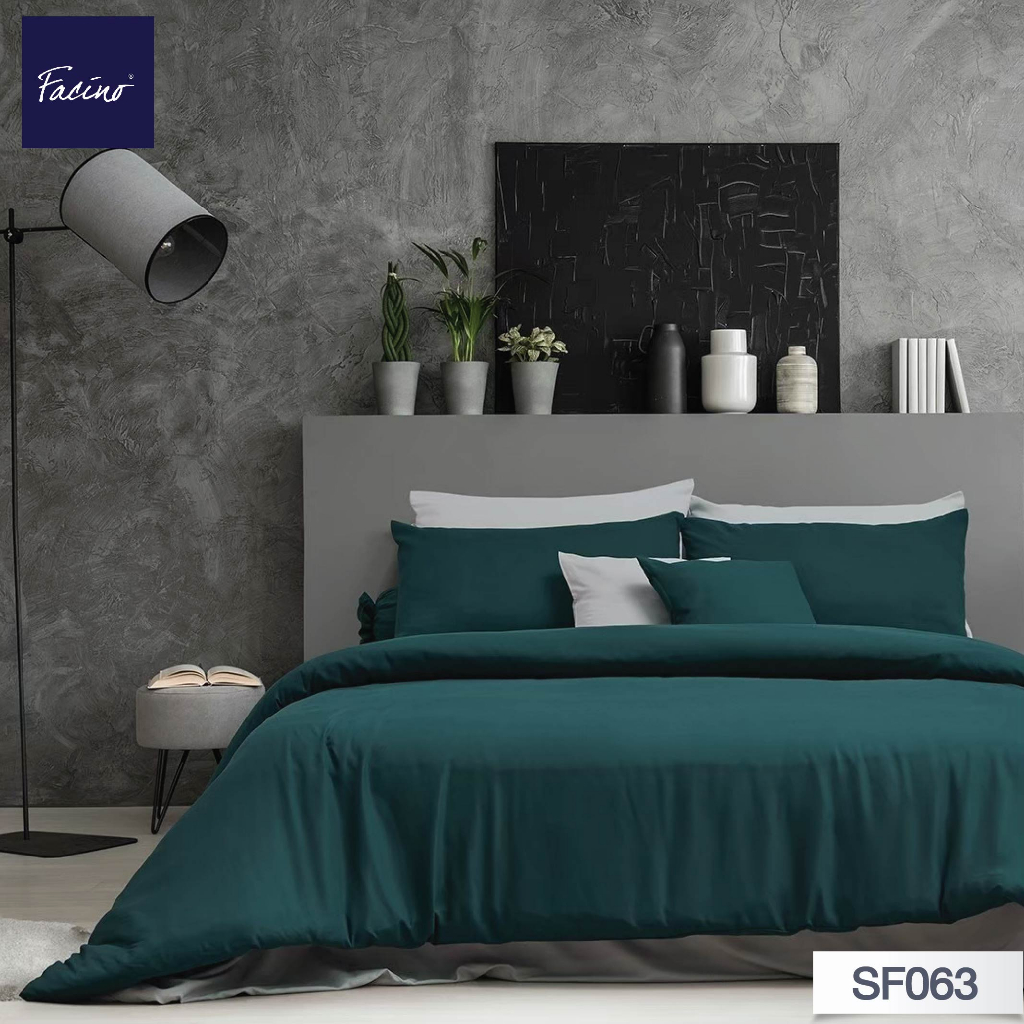 Facino ชุดผ้าปูที่นอน 3.5 ฟุต 3 ชิ้น + ผ้านวมขนาด60"X80" Solid MIX & MATCH
