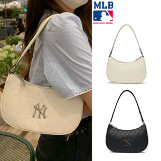 กระเป๋า MLB แท้ กระเป๋าสะ พายข้างปรับสายได้ กระเป๋าผู้หญิง กระเป๋าใส่กล้อง crossbody bag Monogram NY UNISEX CURVED CAPNY