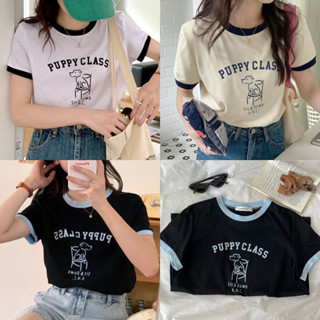 Somedays_closet |🌷พร้อมส่ง🌷 Puppy top เสื้อยืดแขนสั้นผ้าคอตตอนสไตล์มินิมอลแบบเกาหลี พิมพ์ลายpuppy