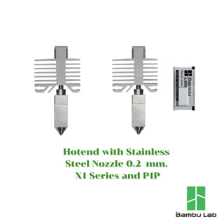 Bambu Lab Hotend with Stainless Steel Nozzle 0.2 0.4 mm. X1 Series and P1P