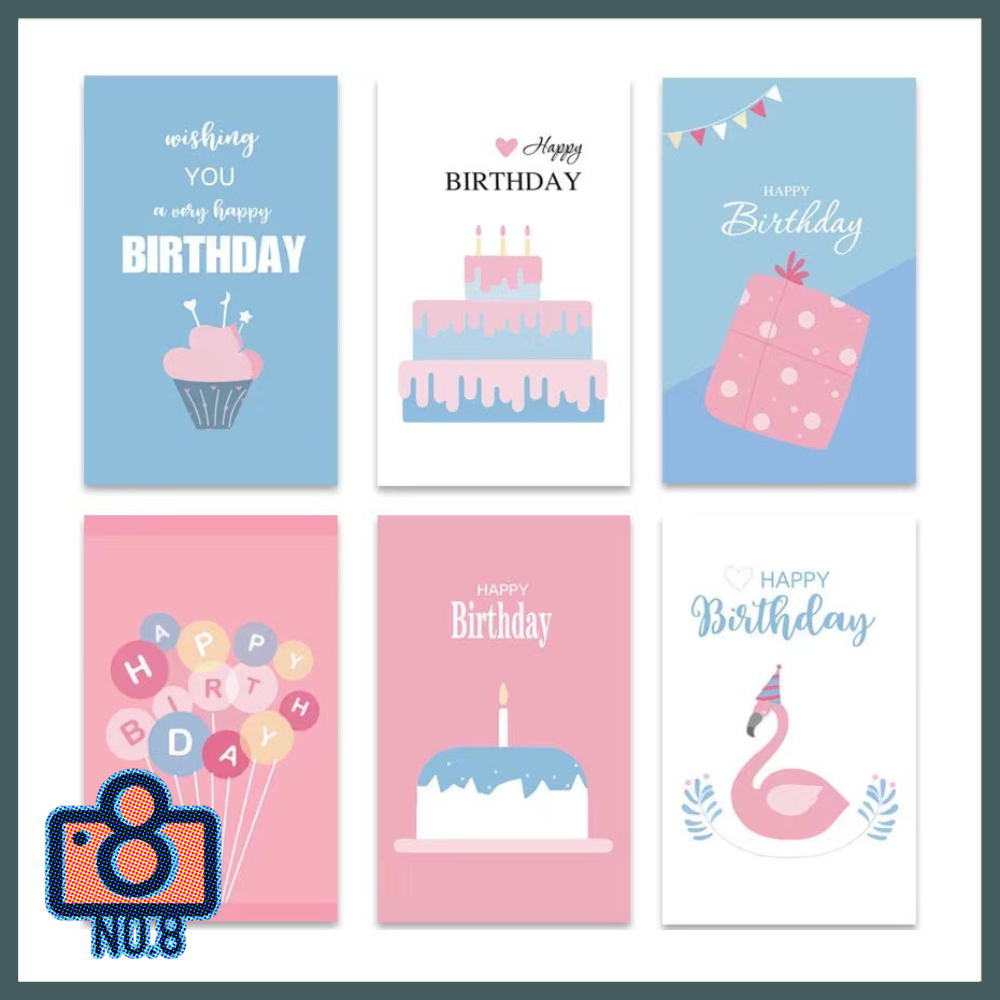 No.8 สติ๊กเกอร์ HBD อวยพรวันเกิด happy birthday ขนาด 5x8 ซม. แบบสี่เหลี่ยมผืนผ้า สําหรับตกแต่งกล่องข