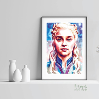 ภาพวาด ไอดอล ID W014 Daenerys Targaryen หรือ Emilia Clarke ภาพวาดสีน้ำ จากiPad โปรแกรม PROCREATE งานปริ้นท์เลเซอร์