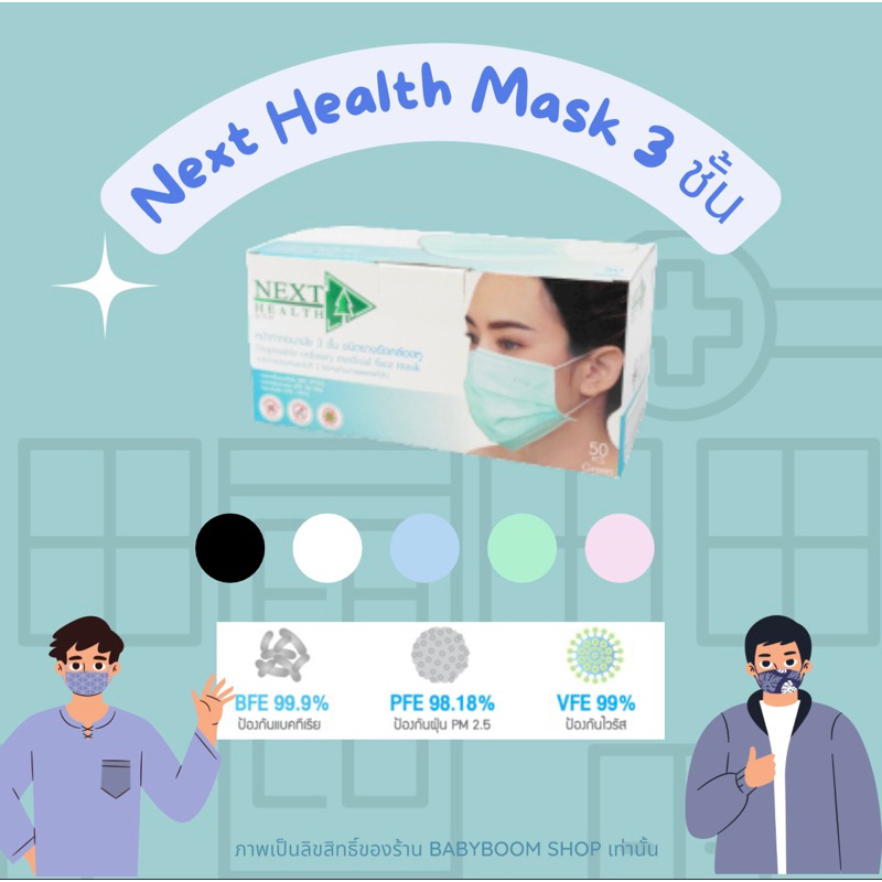 NEXT HEALTH MEDICAL MASK แมส 3 ชั้น 50ชิ้น/Box