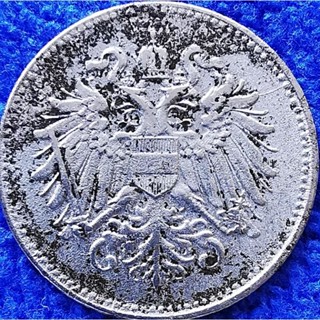 เหรียญ​ออสเตรีย​อายุ​100​กว่า​ปี​ Austria​ Empire,20 Heller, (ยุค​ Joseph 1), #​2218T, ใช้แล้ว