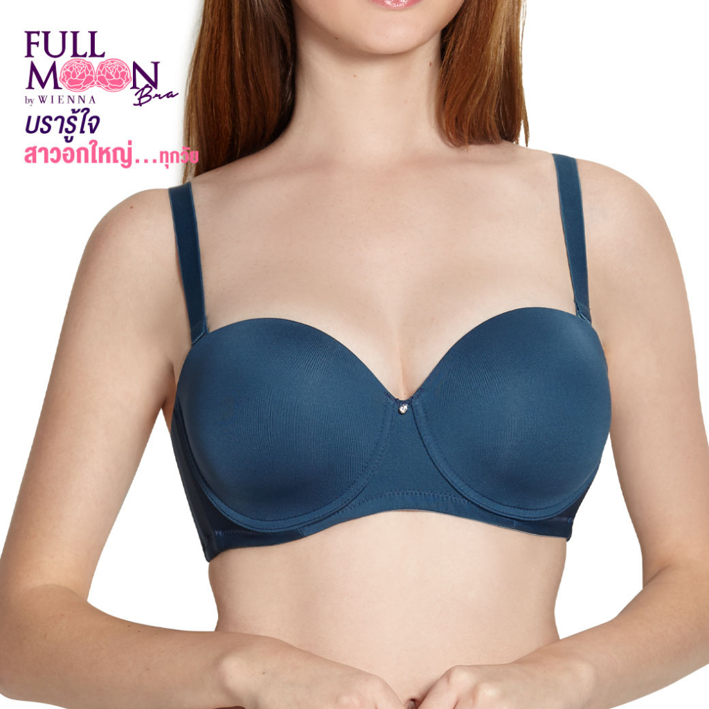 WIENNA FULL MOON BRA NB41200 NB41201 บรารู้ใจสาว อกใหญ่ บราคัพใหญ่ บราไซซ์ใหญ่ แบบครึ่งคัพ เกาะอก สีฟ้าน้ำทะเล ดำ เนื้อ